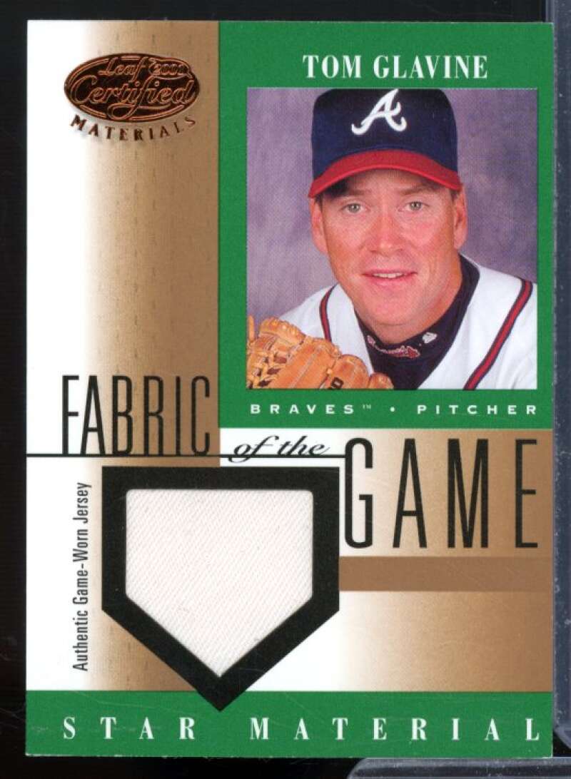 Tom Glavine Card 2001 Leaf Certified Materials Fabric of the Game #71BA  Image 1