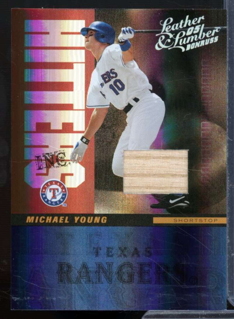 Michael Young Card 2005 Leather Lumber Hitters Inc. Bat #15  Image 1