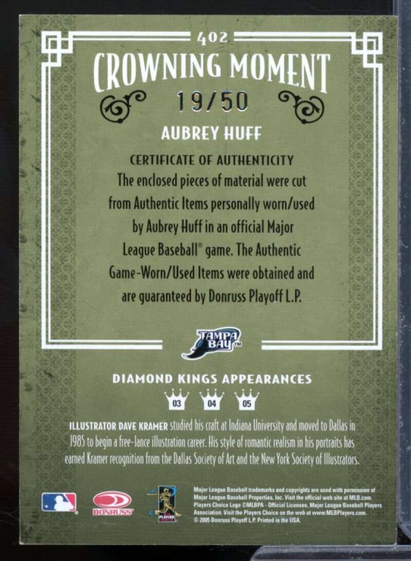 Aubrey Huff Bat-Bat/ Card 2005 Diamond Kings Materials Bronze #402  Image 2