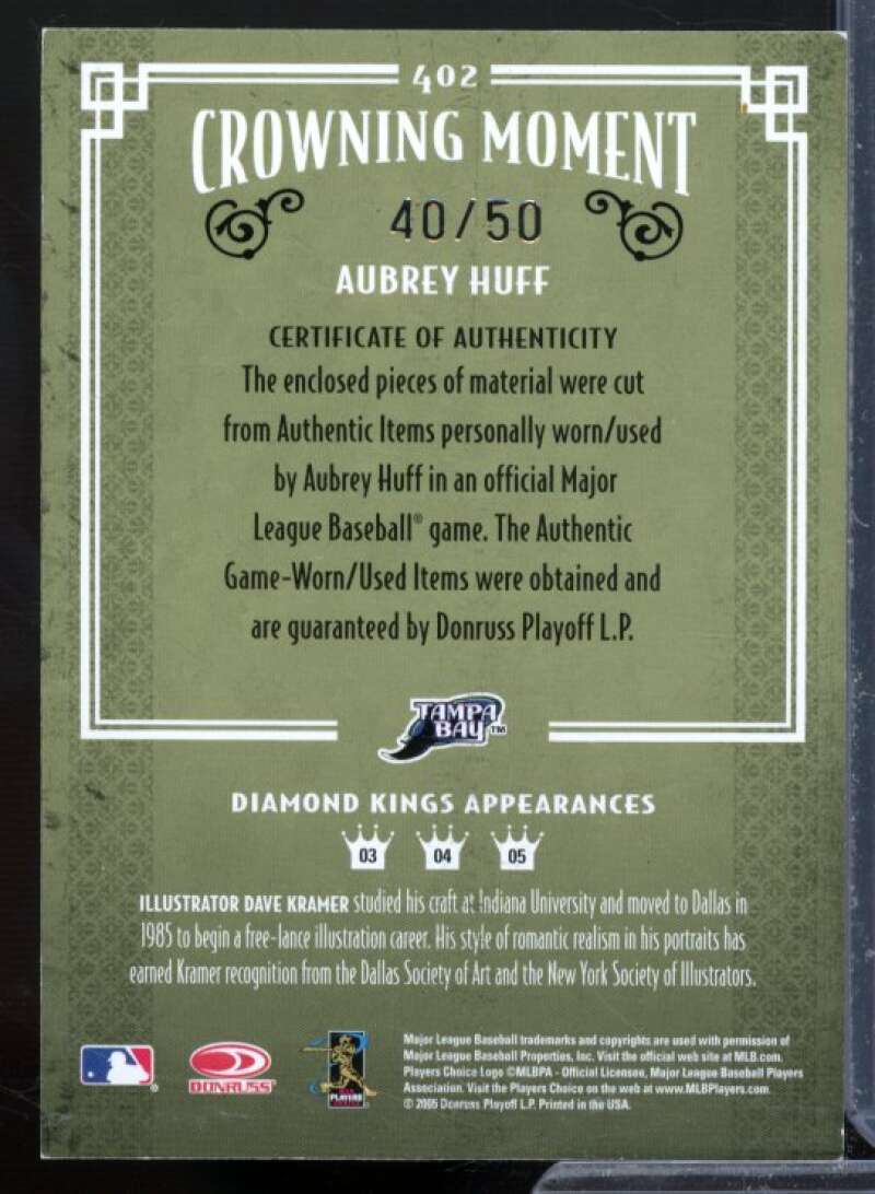 Aubrey Huff Bat-Bat Card 2005 Diamond Kings Materials Framed Blue #402  Image 2