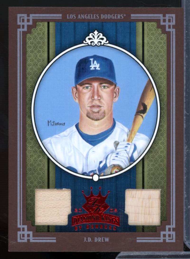 J.D. Drew Bat-Bat Card 2005 Diamond Kings Materials Framed Red #356  Image 1