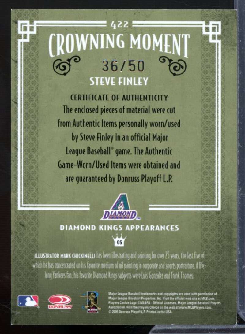 Steve Finley D'backs Jsy-Jsy Card 2005 Diamond Kings Materials Gold #422  Image 2