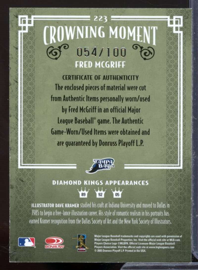 Fred McGriff Bat-Jsy Card 2005 Diamond Kings Materials Bronze B/W #223  Image 2