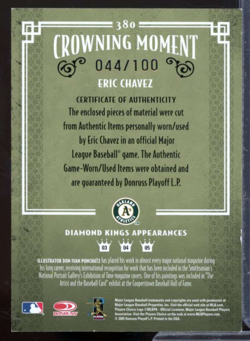 Eric Chavez Jsy-Jsy Card 2005 Diamond Kings Materials Silver #380  Image 2