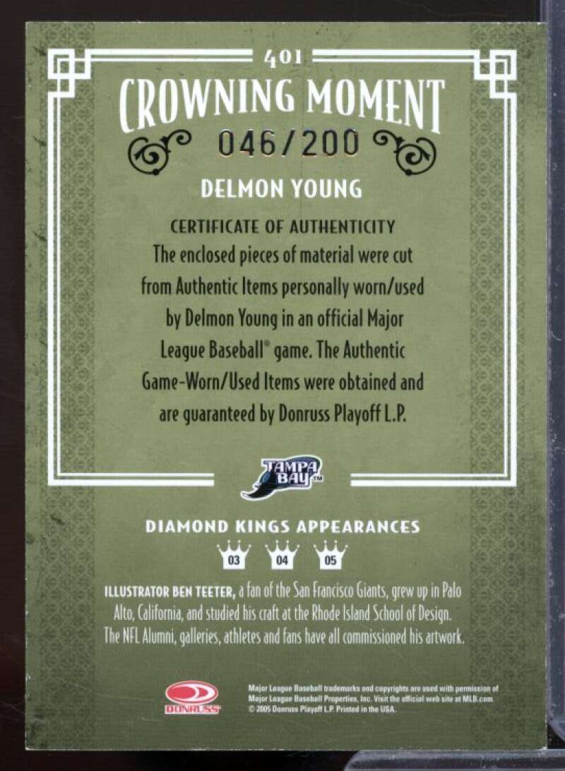 D. Young Bat-Bat Card 2005 Diamond Kings Materials Bronze #401  Image 2