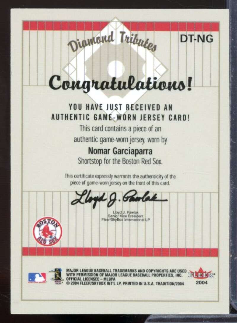 Nomar Garciaparra Card 2004 Fleer Tradition Diamond Tributes Game Jersey #NG  Image 2
