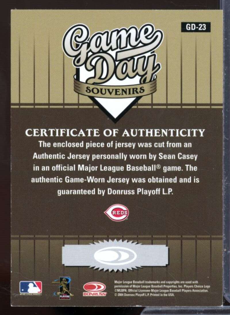 Sean Casey Jsy Card 2004 Studio Game Day Souvenirs #23  Image 2