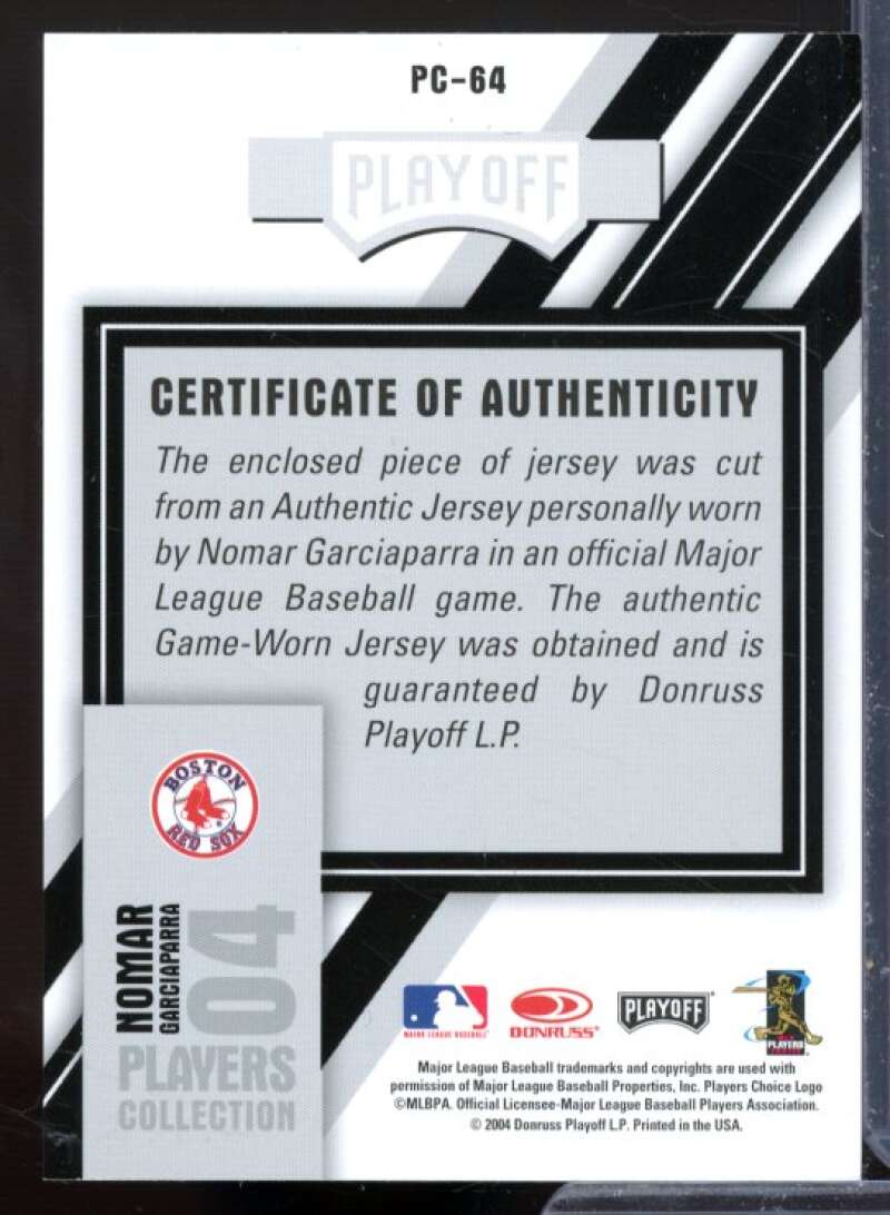 Nomar Garciaparra Gray Card 2004 Playoff Prestige Players Collection Jersey #64  Image 2