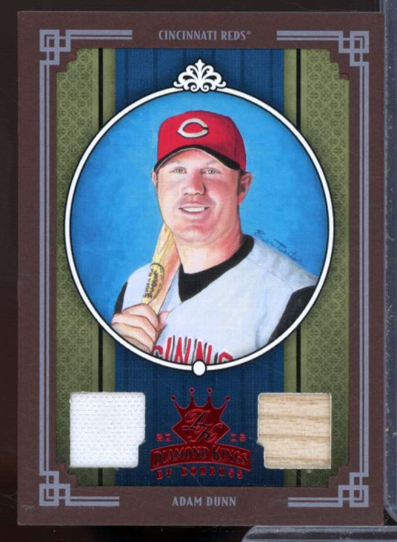 Adam Dunn Bat-Jsy Card 2005 Diamond Kings Materials Framed Red #337  Image 1