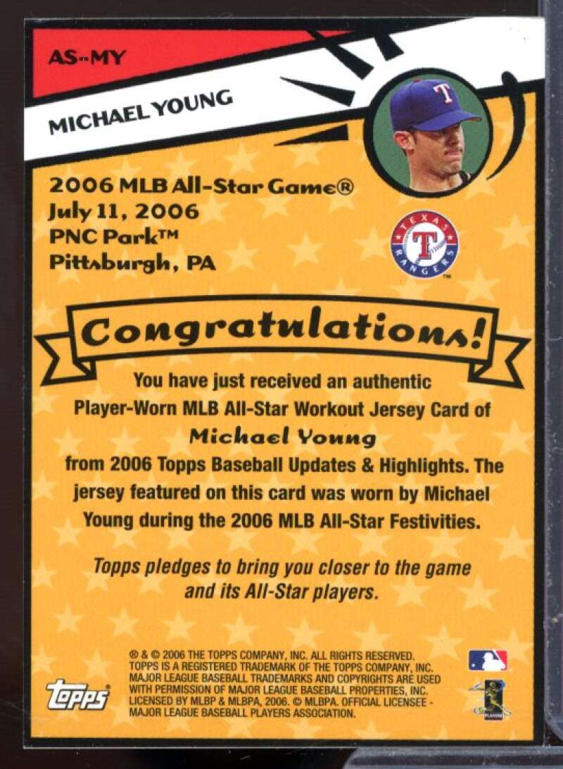 Michael Young Jsy Card 2006 Topps Update All Star Stitches #MY  Image 2