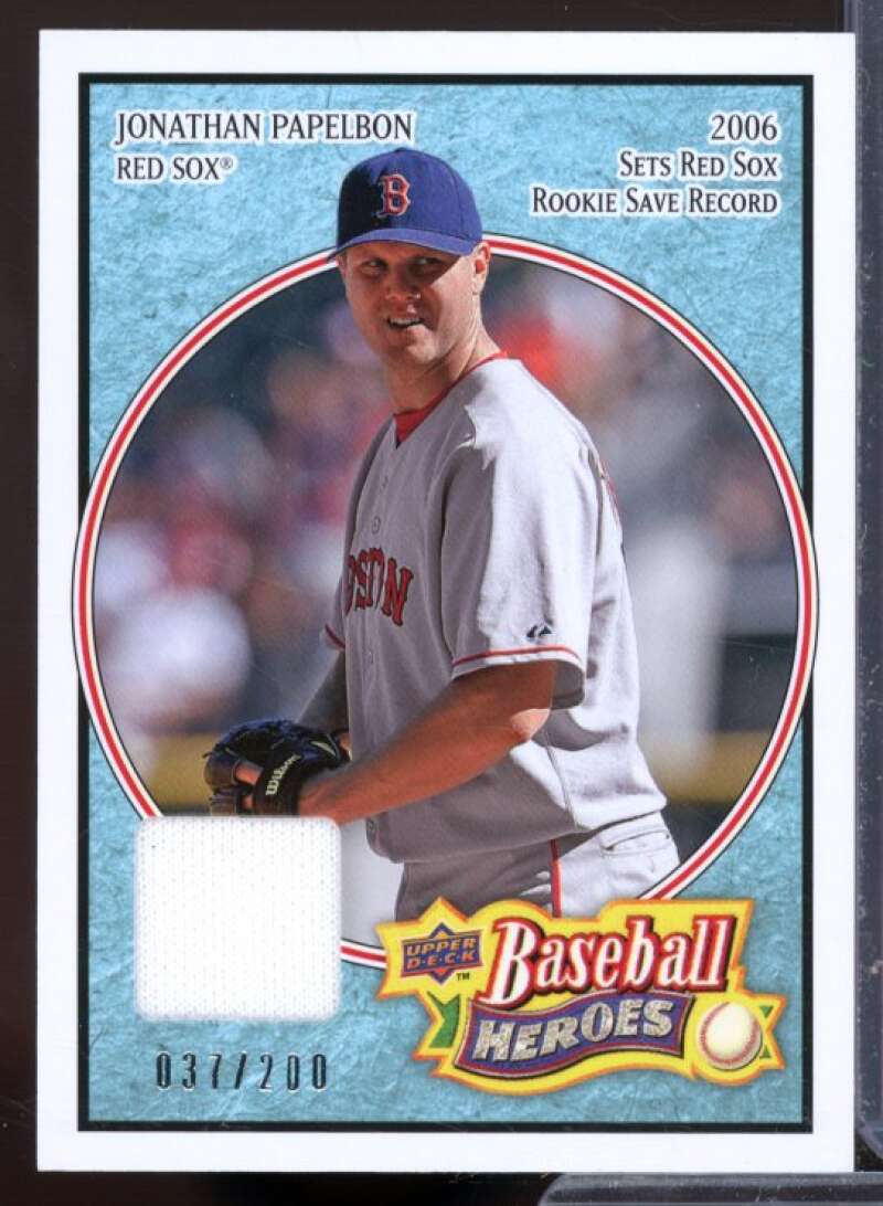 Jonathan Papelbon Card 2008 Upper Deck Heroes Jersey Light Blue #23  Image 1
