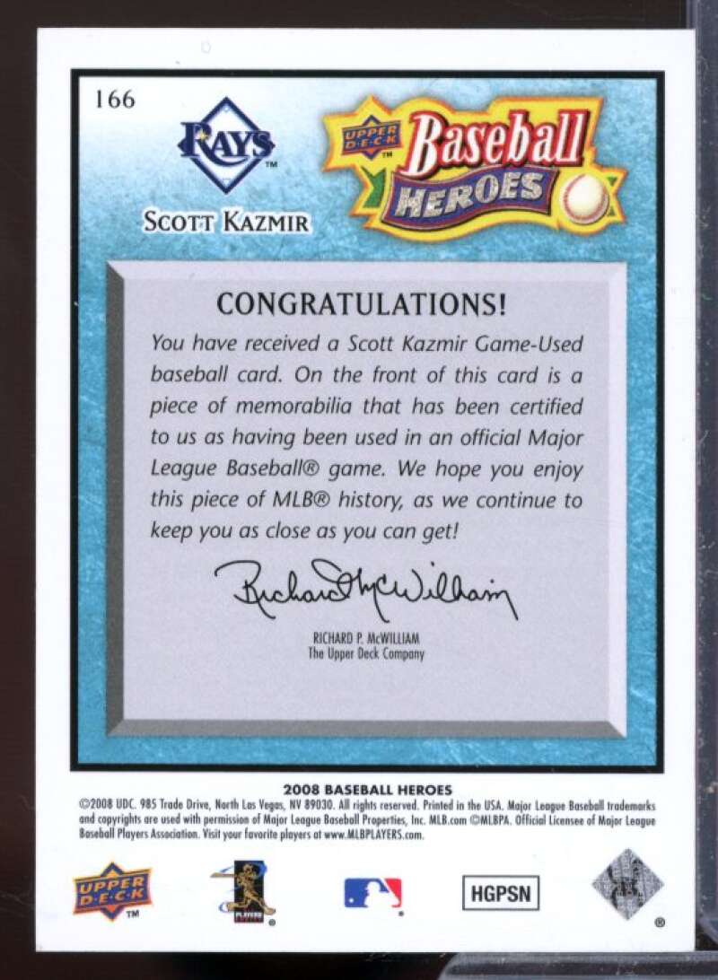Scott Kazmir Card 2008 Upper Deck Heroes Jersey Light Blue #166  Image 2