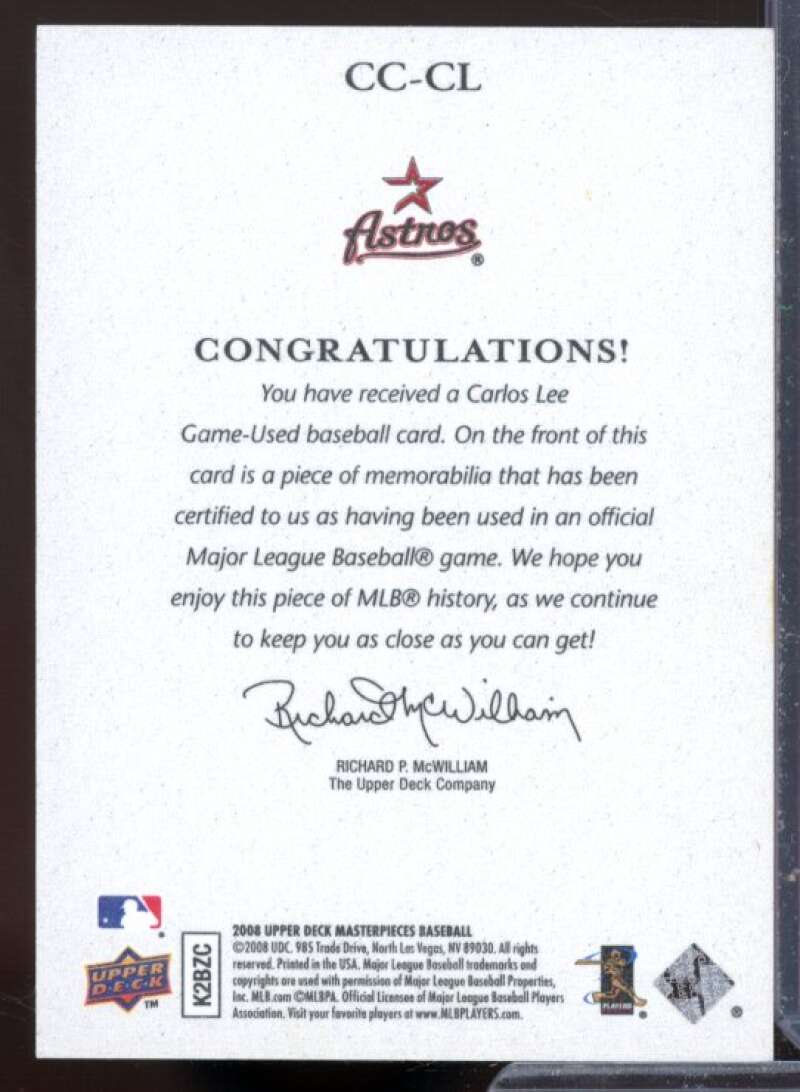Carlos Lee Card 2008 UD Masterpieces Captured on Canvas #CL  Image 2