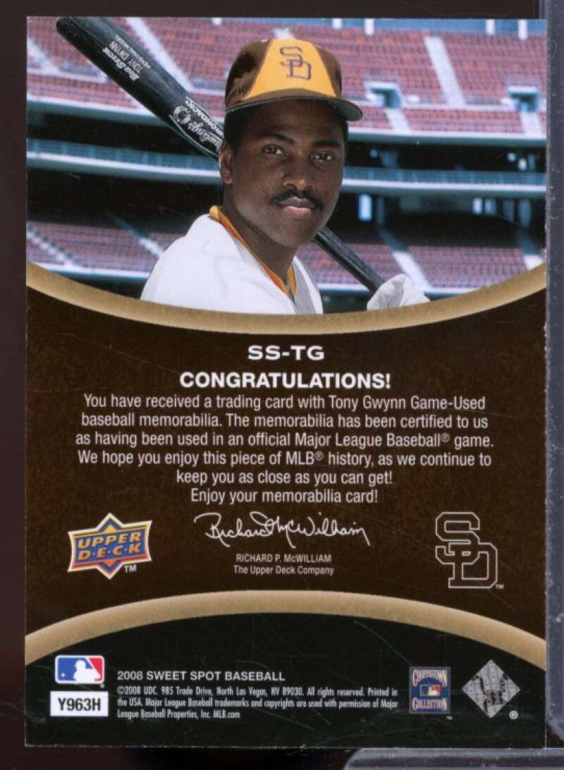 Tony Gwynn Card 2008 Sweet Spot Swatches #SSTG  Image 2