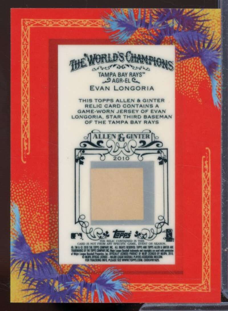 Evan Longoria Card 2010 Topps Allen and Ginter Relics #EL  Image 2