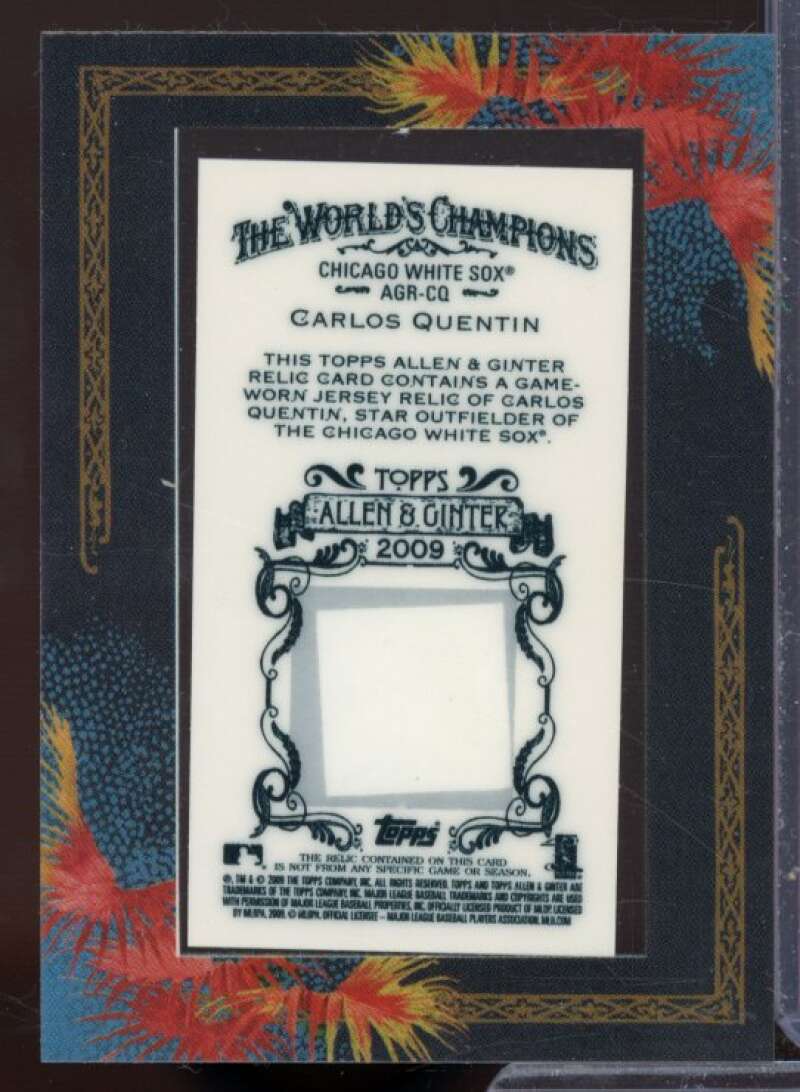 Carlos Quentin Jsy D Card 2009 Topps Allen and Ginter Relics #CQ  Image 2