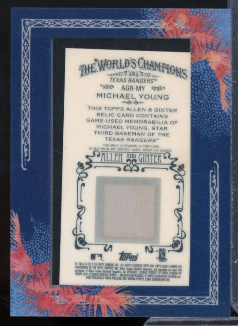 Michael Young Jsy Card 2011 Topps Allen and Ginter Relics #MY2  Image 2