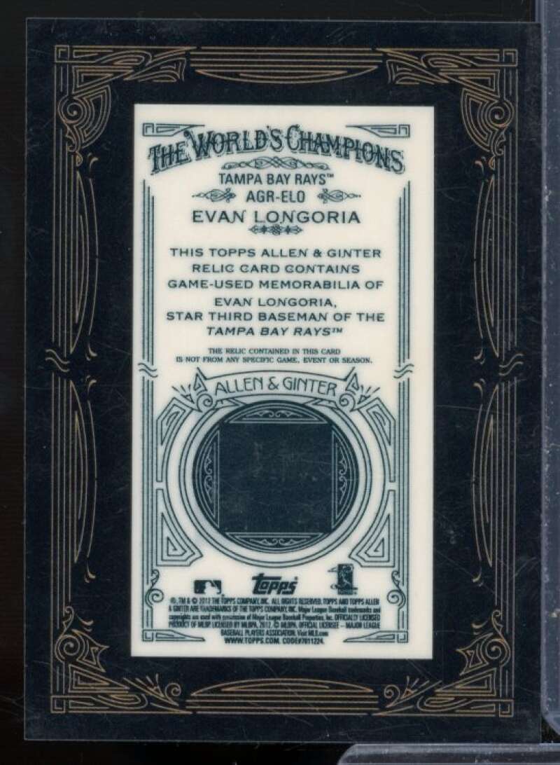 Evan Longoria Card 2012 Topps Allen and Ginter Relics #ELO  Image 2