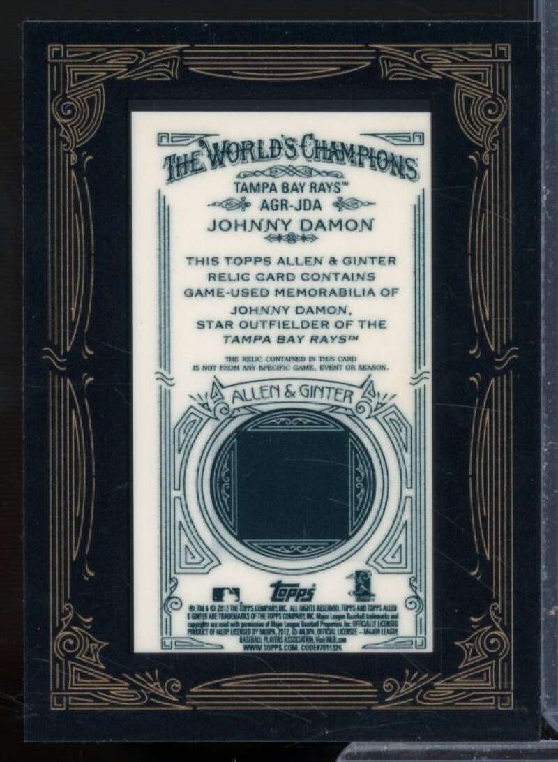 Johnny Damon Card 2012 Topps Allen and Ginter Relics #JDA  Image 2