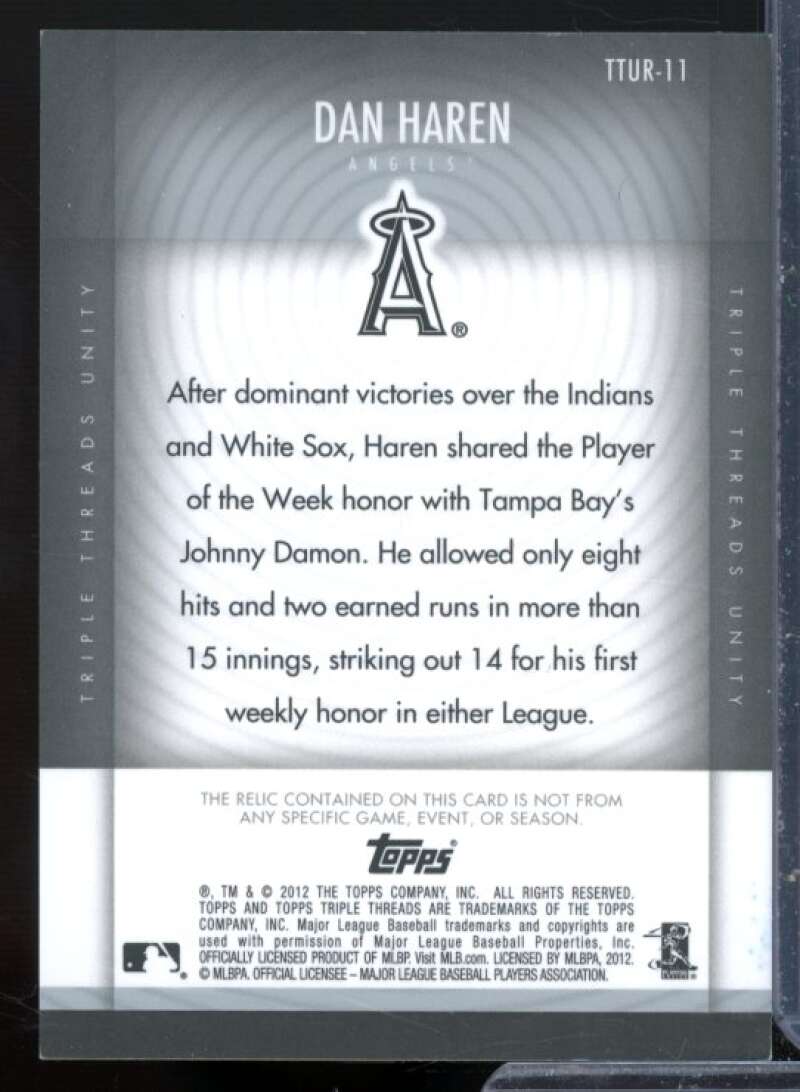 Dan Haren Card 2012 Topps Triple Threads Unity Relics #UR11  Image 2
