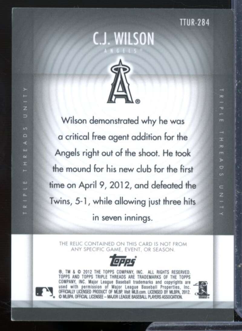 C.J. Wilson Card 2012 Topps Triple Threads Unity Relics #UR284  Image 2