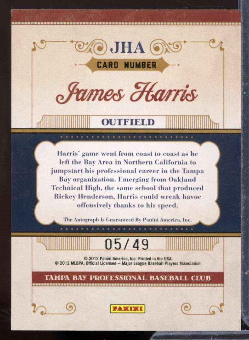 James Harris Rookie Card 2011 Prime Cuts Prospect Signatures Gold #JHA  Image 2