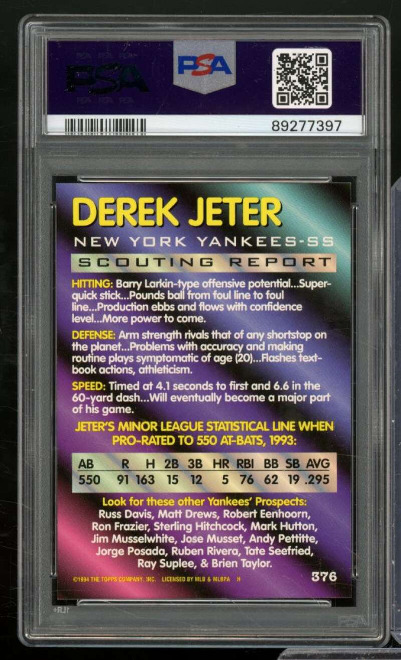 Derek Jeter FOIL Card 1994 Bowman #376 PSA 9 Image 2