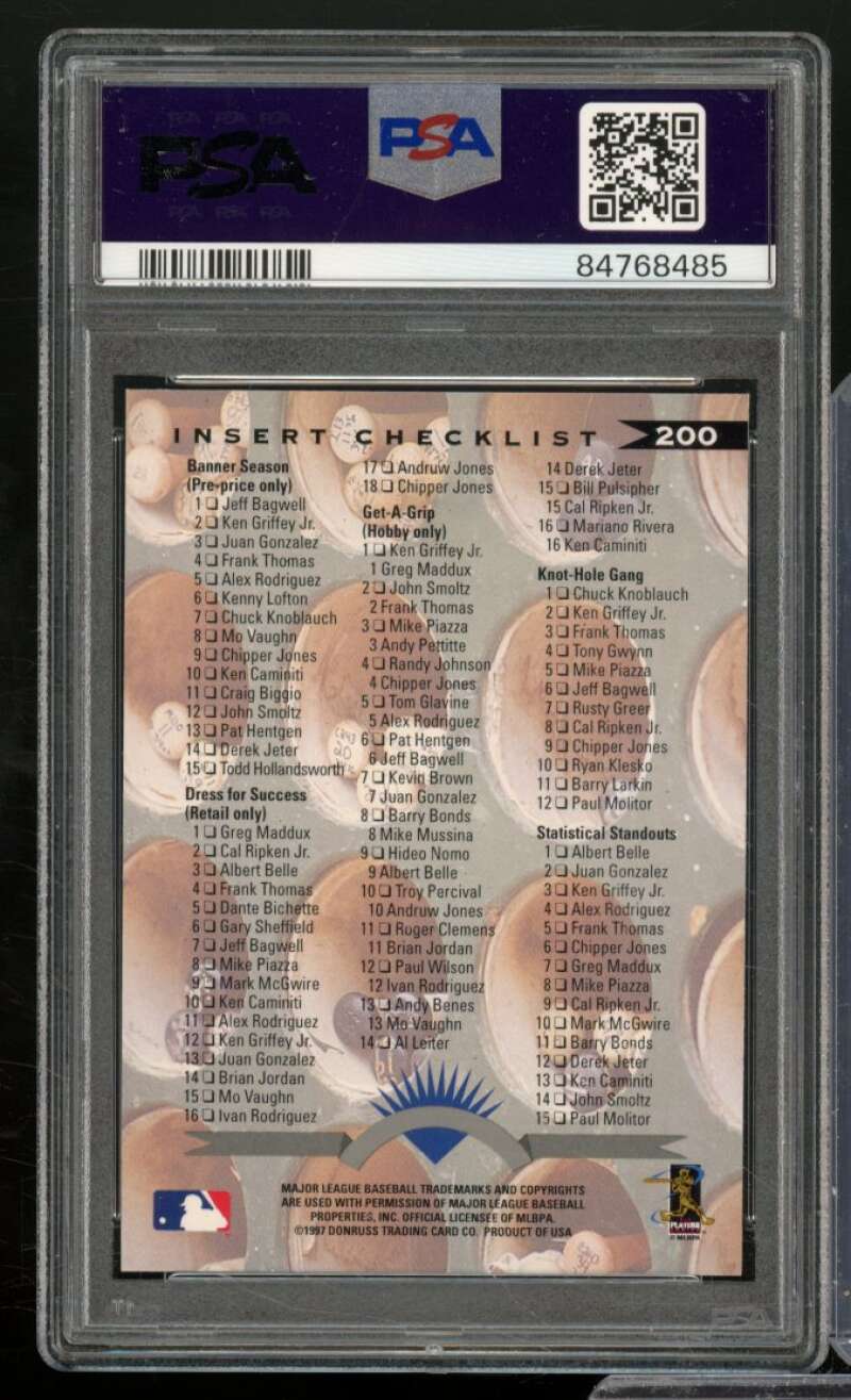 Derek Jeter Card 1997 Leaf #200 PSA 10 Image 2