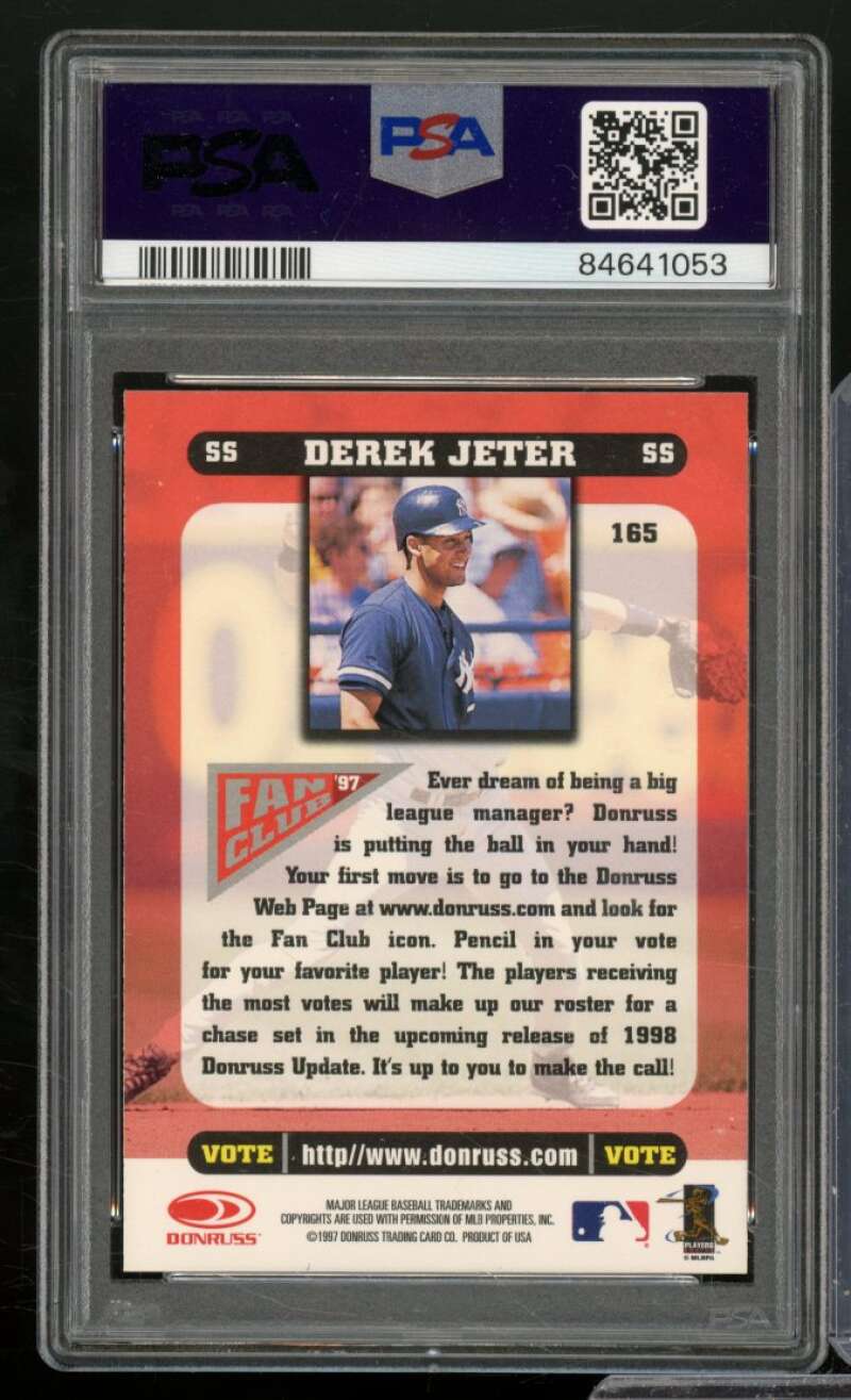 Derek Jeter Card 1998 Donruss #165 PSA 10 Image 2