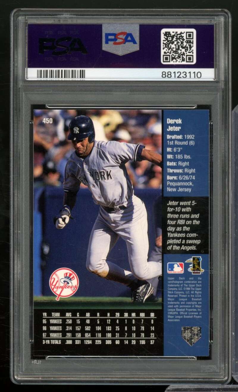 Derek Jeter Card 1998 Upper Deck #450 PSA 9 Image 2