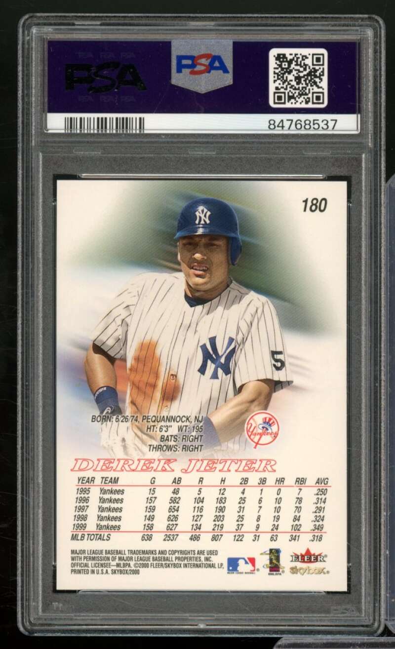 Derek Jeter Card 2000 Skybox #180 PSA 10 Image 2