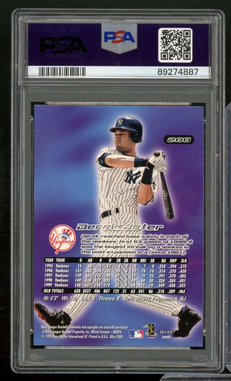 Derek Jeter Card 2000 Ultra #200 PSA 9 Image 2