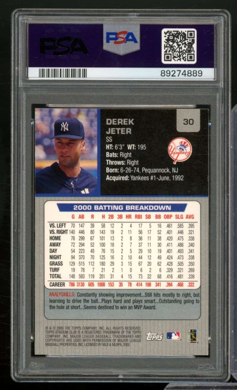 Derek Jeter Card 2001 Stadium Club #30 PSA 9 Image 2