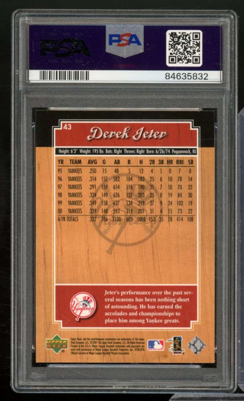 Derek Jeter Card 2001 U.D. Legends #43 PSA 9 Image 2