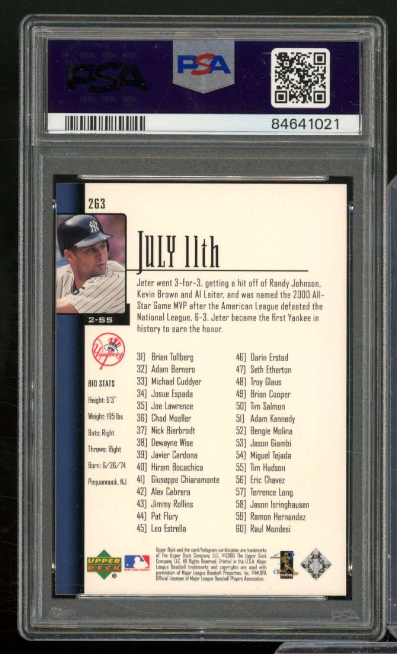 Derek Jeter Card 2001 Upper Deck #263 PSA 10 Image 2