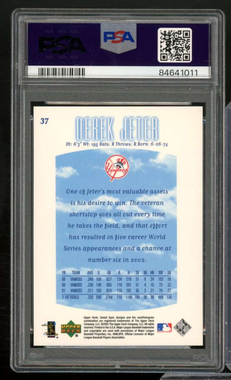 Derek Jeter Card 2002 Sweet Spot #37 PSA 10 Image 2