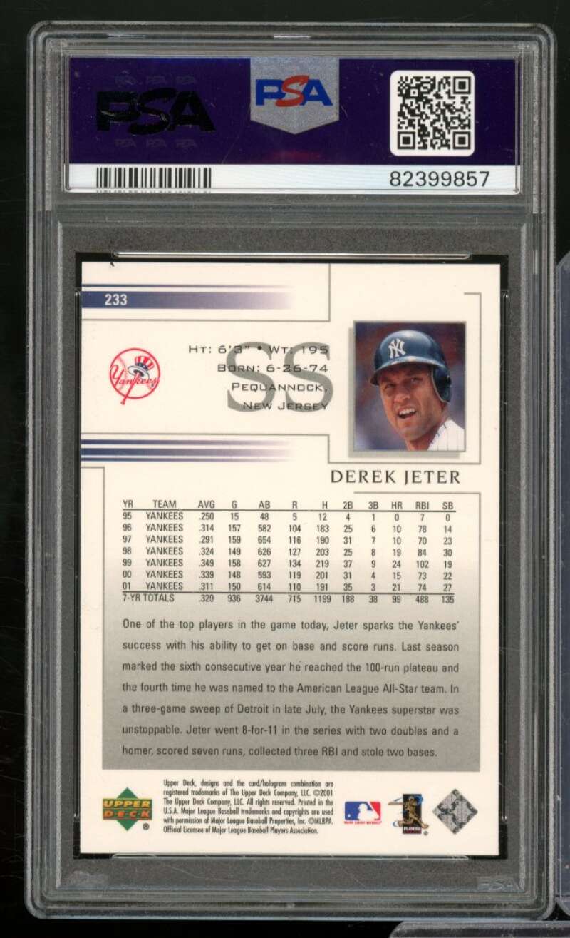 Derek Jeter Card 2002 Upper Deck #233 PSA 10 Image 2