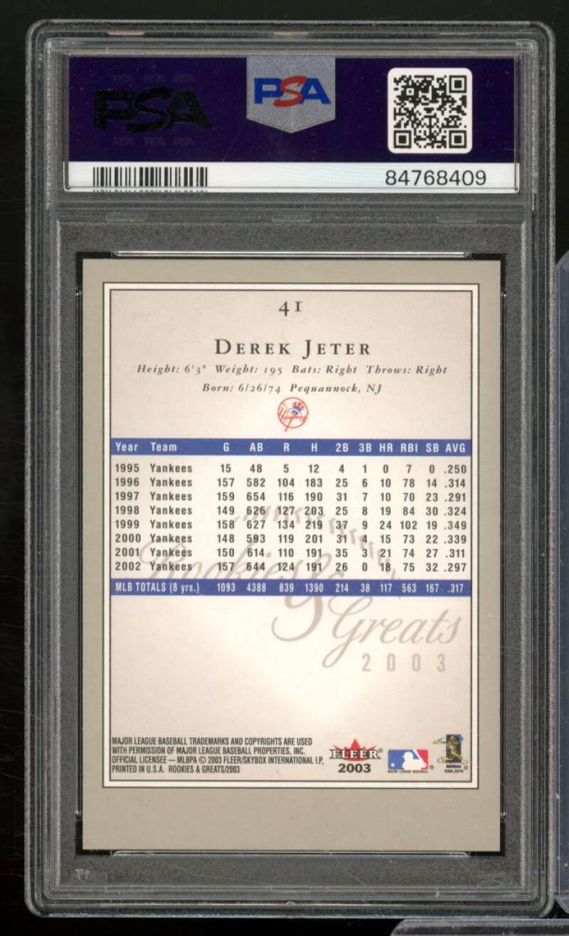 Derek Jeter Card 2003 Fleer #41 PSA 10 Image 2