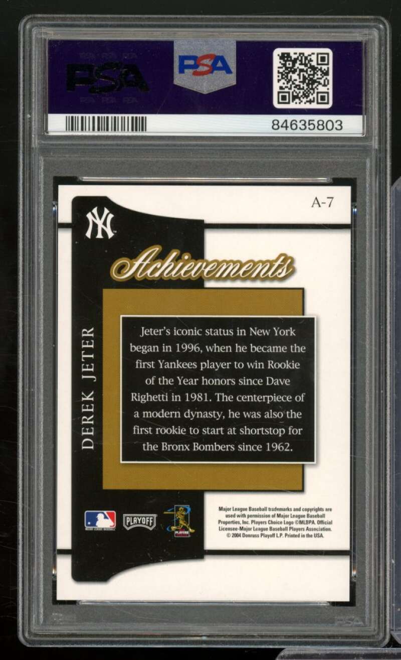 Derek Jeter Card 2004 Playoff Prestige #A-7 PSA 9 Image 2