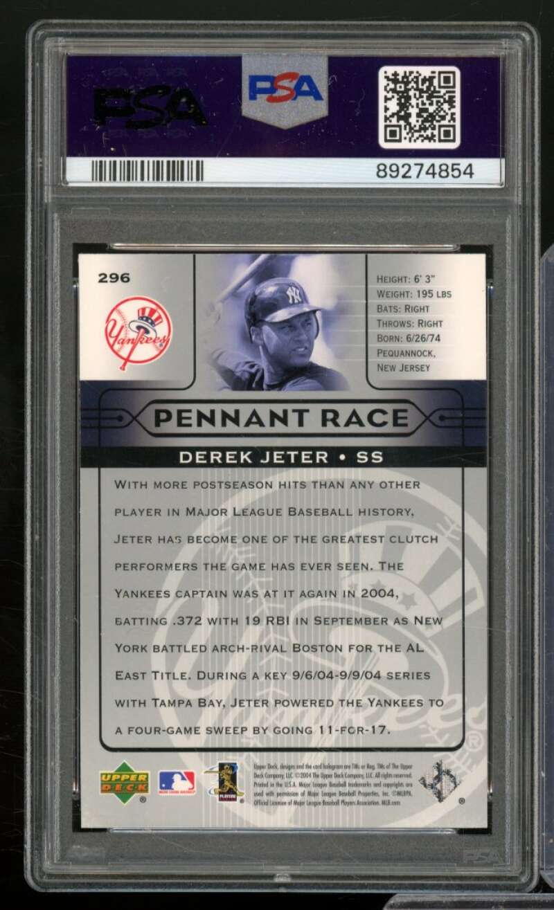 Derek Jeter Card 2005 Upper Deck #296 PSA 9 Image 2