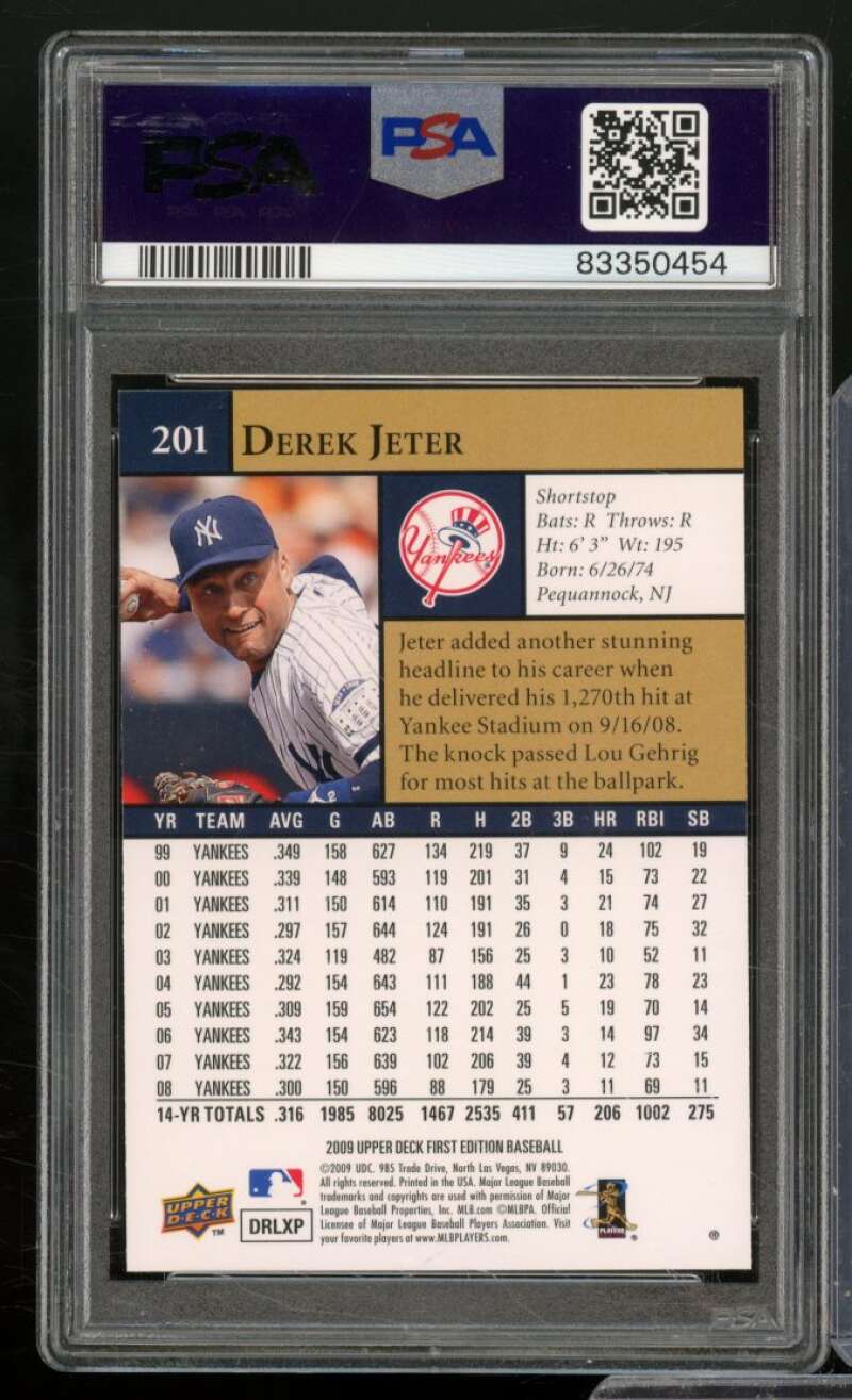 Derek Jeter Card 2009 U.D. First Edition #201 PSA 10 Image 2