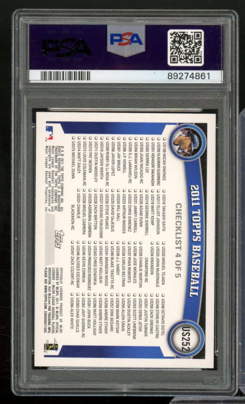 Derek Jeter Card 2011 Topps Update #US252 PSA 9 Image 2