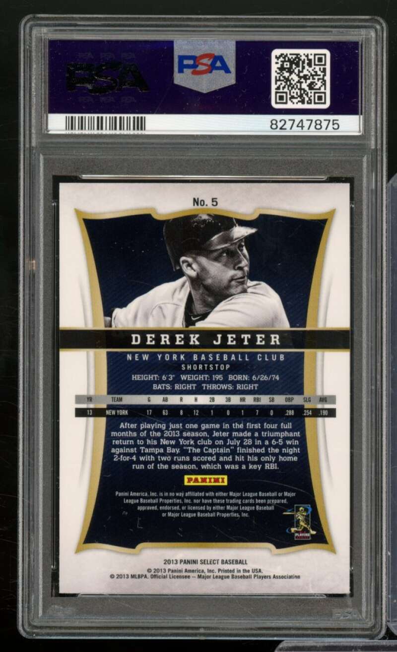 Derek Jeter Card 2013 Panini Select #5 PSA 10 Image 2