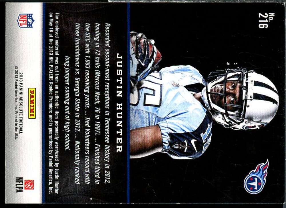 Justin Hunter Rookie 2013 Absolute Rookie Premiere Materials NFL Prime #216  Image 2