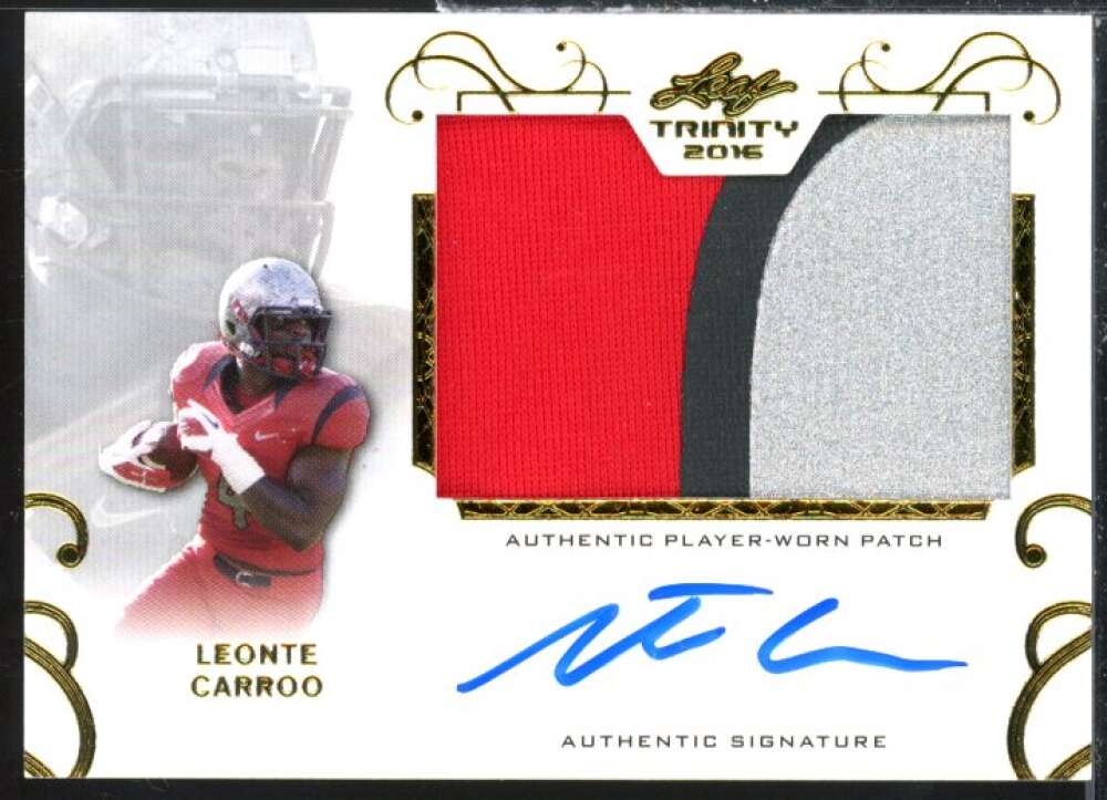 Leonte Carroo Rookie Card 2016 Leaf Trinity Patch Autographs Gold #PALC1  Image 1