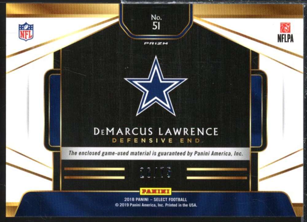 DeMarcus Lawrence Card 2018 Select Select Swatches Prizm White #51  Image 2