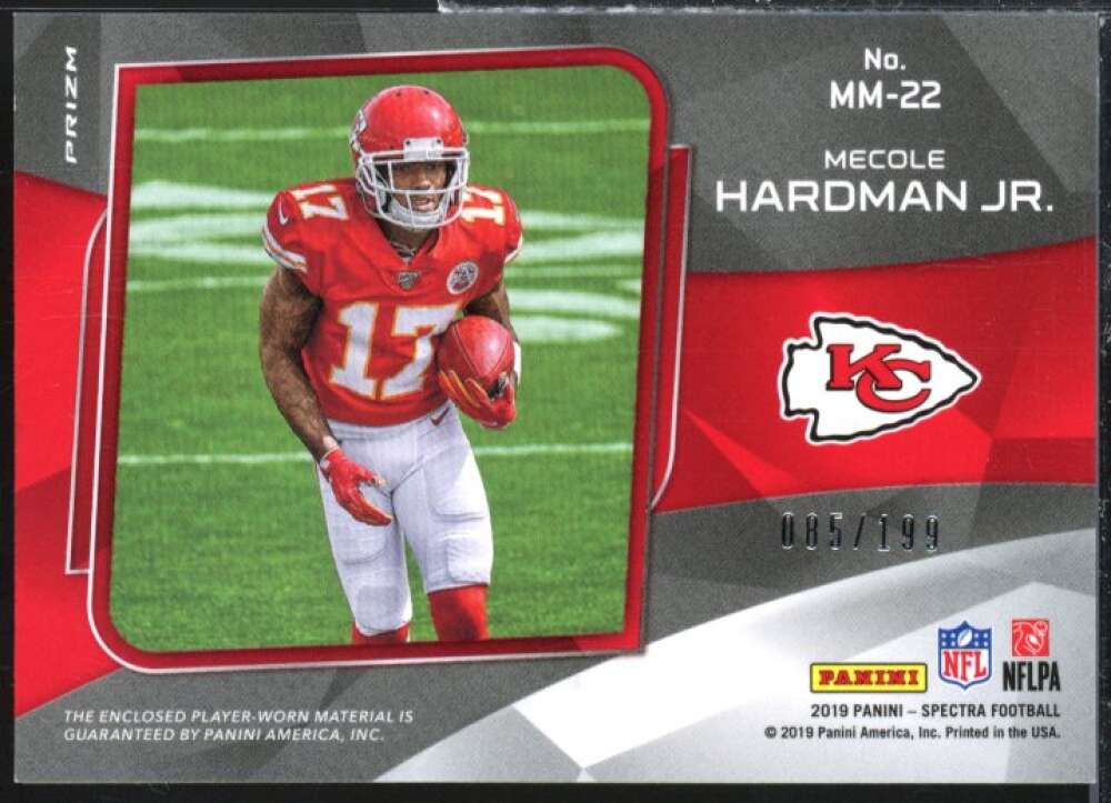 Mecole Hardman Jr. Card 2019 Panini Spectra Monumental Memorabilia #22  Image 2