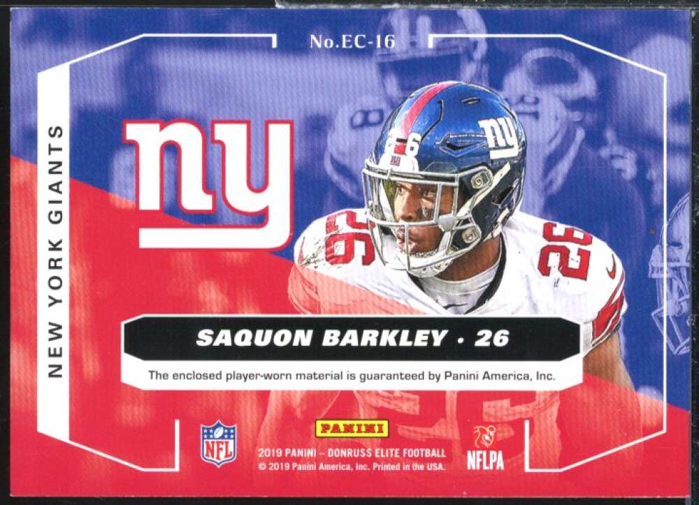 Saquon Barkley Card 2019 Elite Coverage Materials #16  Image 2