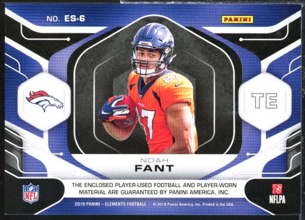 Noah Fant Rookie Card 2019 Panini Elements Elements of Success Materials #6  Image 2