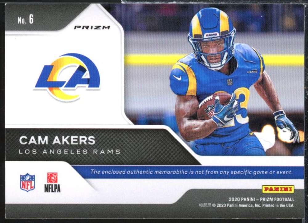 Cam Akers Rookie Card 2020 Panini Prizm Rookie Gear #6  Image 2